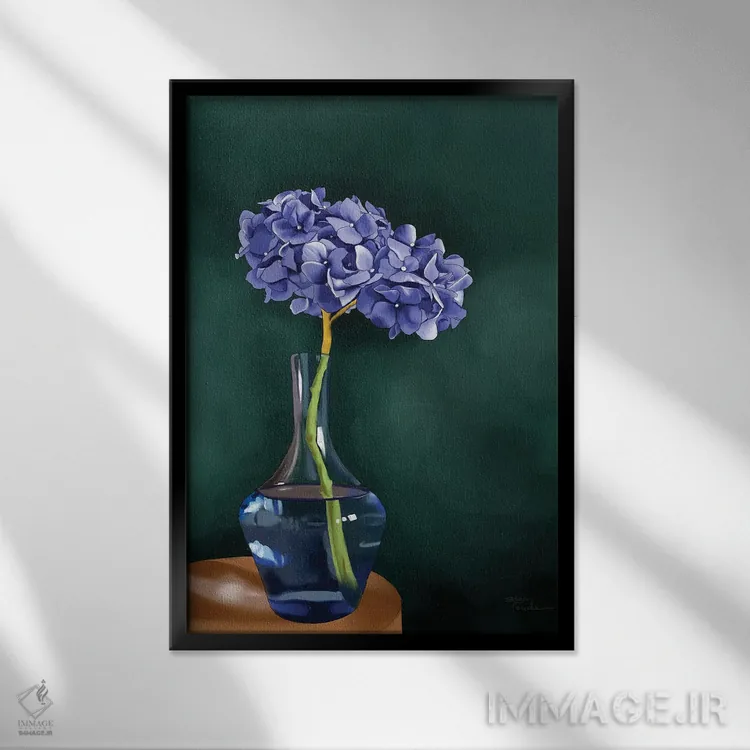 تابلو دکوراتیو هورتانسیا اثر الزا فوچه - نمای قابدار مشکی