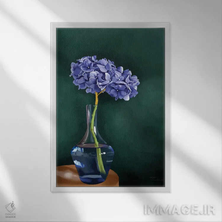 تابلو دکوراتیو هورتانسیا اثر الزا فوچه - نمای قابدار سفید