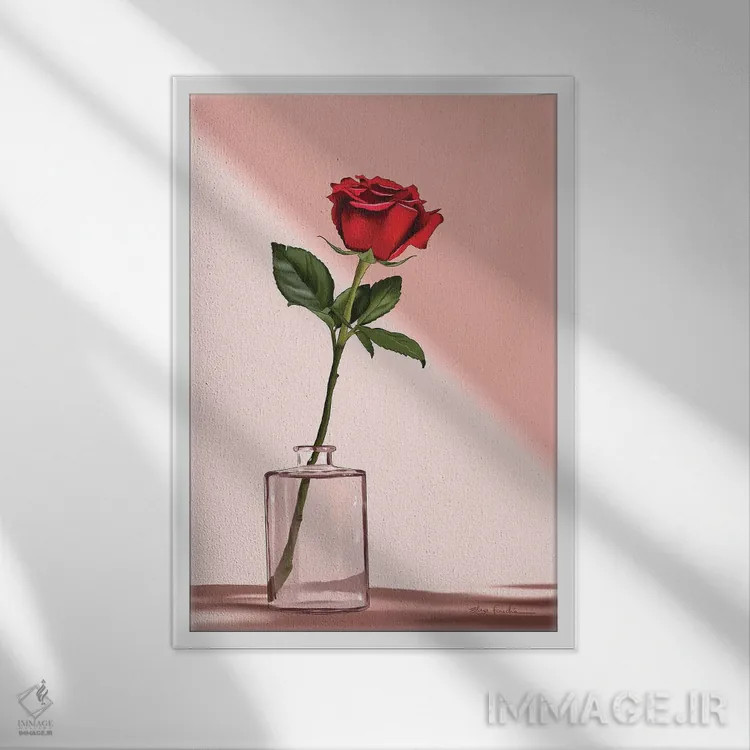 تابلو دکوراتیو رز اثر الزا فوچه - نمای قابدار سفید