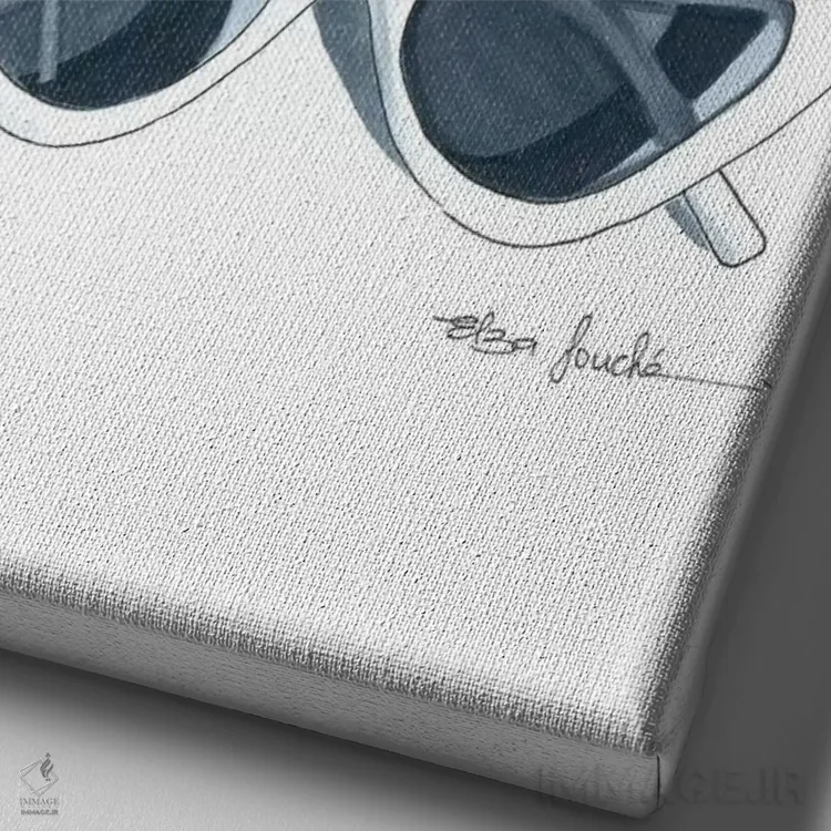 تابلو دکوراتیو عینک آفتابی اثر الزا فوچه - نمای نزدیک بافت بوم