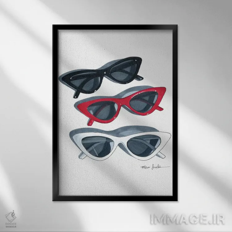 تابلو دکوراتیو عینک آفتابی اثر الزا فوچه - نمای قابدار مشکی