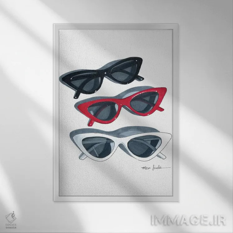 تابلو دکوراتیو عینک آفتابی اثر الزا فوچه - نمای قابدار سفید