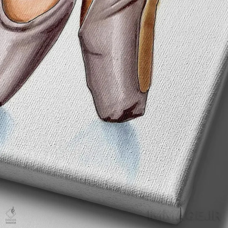 تابلو دکوراتیو کفش پنجه دار بژ اثر الزا فوچه - نمای نزدیک بافت بوم