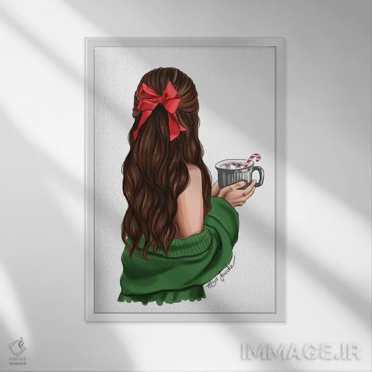 تابلو دکوراتیو هات چاکلت اثر الزا فوچه - نمای قابدار سفید