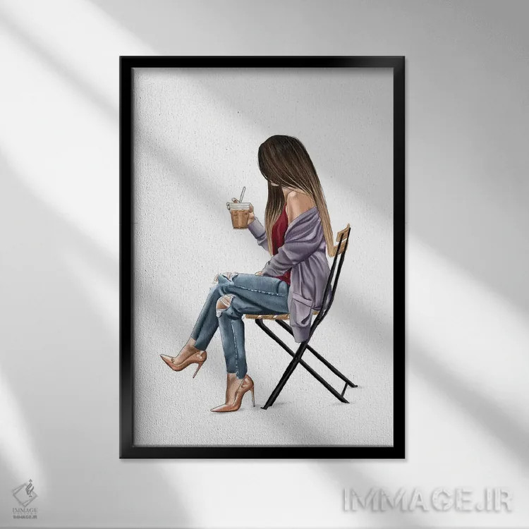 تابلو دکوراتیو قهوه یخ زده اثر الزا فوچه - نمای قابدار مشکی