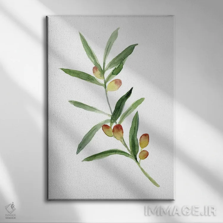 تابلو دکوراتیو شاخه زیتون شیرین ۱ اثر اما کارولین - نمای روبهرو روی دیوار