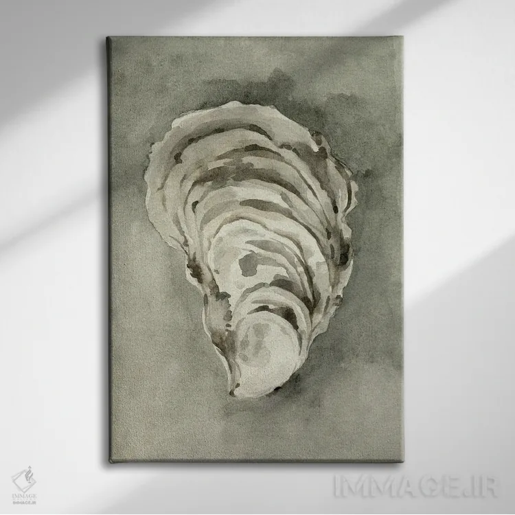 تابلو مینیمال صدف خنثی ۲ اثر اما کارولین - نمای روبهرو روی دیوار