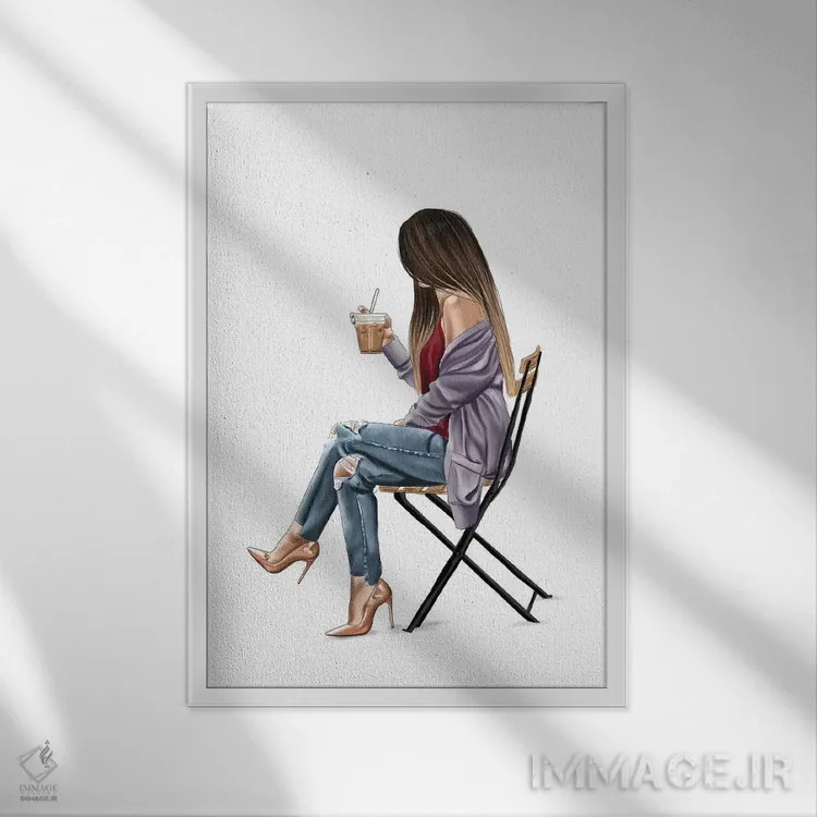 تابلو دکوراتیو قهوه یخ زده اثر الزا فوچه - نمای قابدار سفید