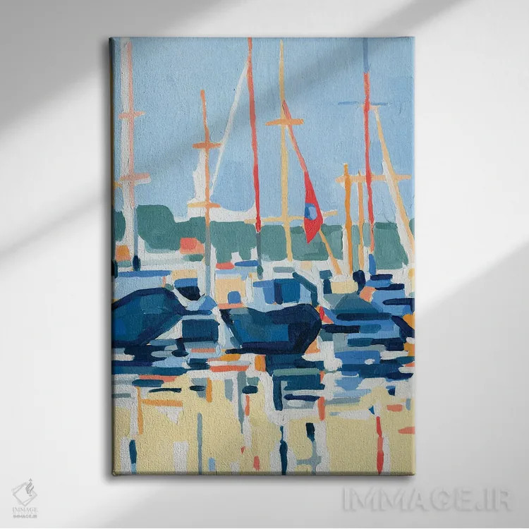تابلو انتزاعی تعبیر اسکله ۱ اثر اما کارولین - نمای روبهرو روی دیوار