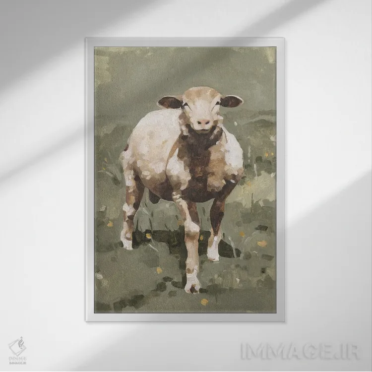 تابلو مدرن گوسفندان بهاری ۲ اثر اما کارولین - نمای قابدار سفید