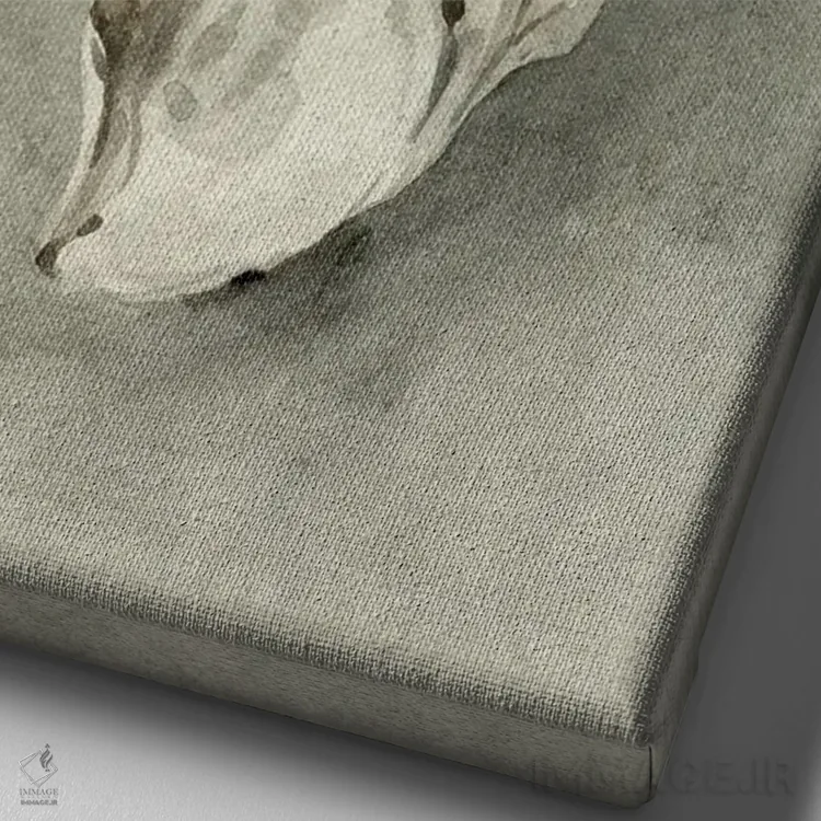 تابلو مینیمال صدف خنثی ۲ اثر اما کارولین - نمای نزدیک بافت بوم