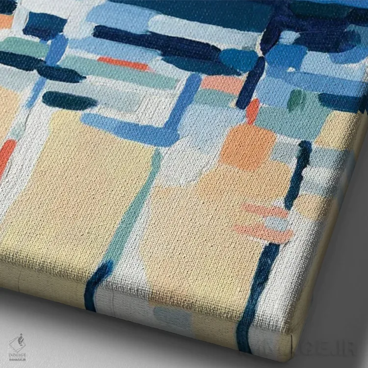 تابلو انتزاعی تعبیر اسکله ۲ اثر اما کارولین - نمای نزدیک بافت بوم