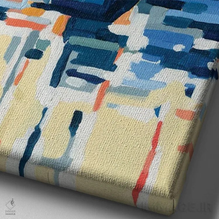 تابلو انتزاعی تعبیر اسکله ۱ اثر اما کارولین - نمای نزدیک بافت بوم