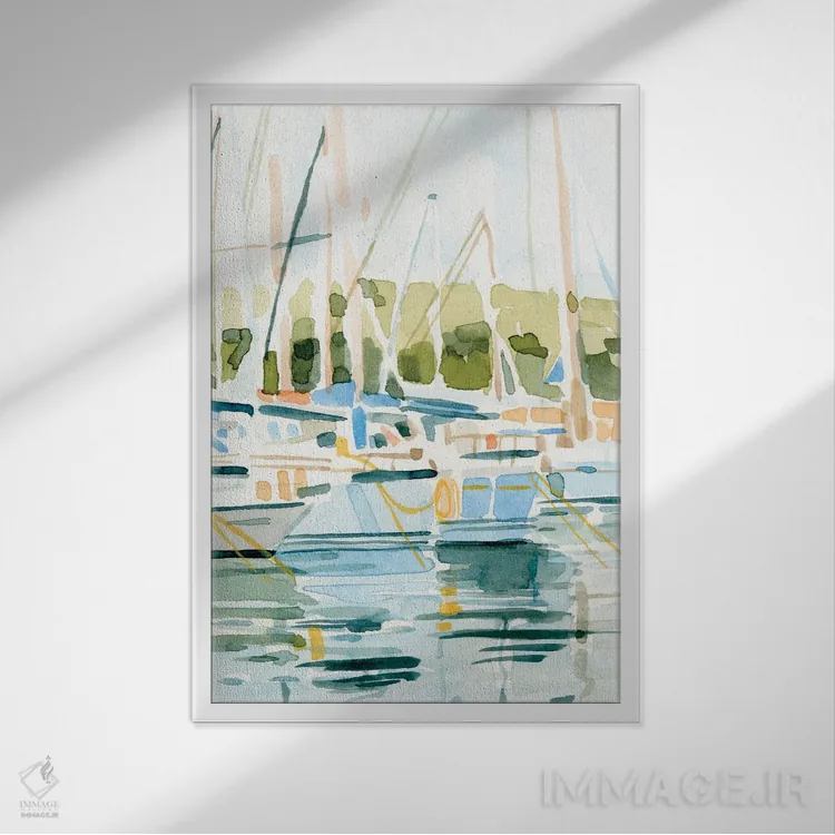 تابلو دکوراتیو کنار خلیج ۱ اثر اما کارولین - نمای قابدار سفید