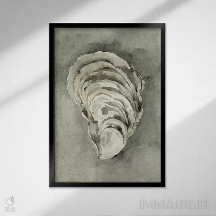 تابلو مینیمال صدف خنثی ۲ اثر اما کارولین - نمای قابدار مشکی
