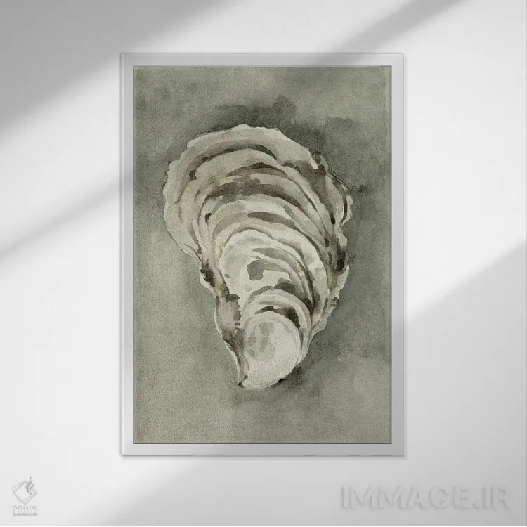 تابلو مینیمال صدف خنثی ۲ اثر اما کارولین - نمای قابدار سفید