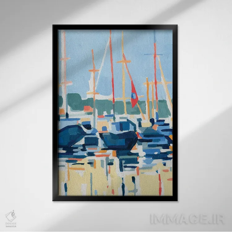 تابلو انتزاعی تعبیر اسکله ۱ اثر اما کارولین - نمای قابدار مشکی