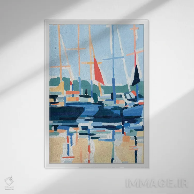 تابلو انتزاعی تعبیر اسکله ۲ اثر اما کارولین - نمای قابدار سفید