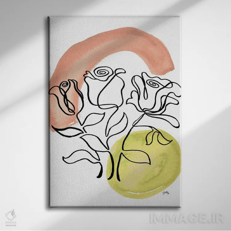 تابلو مینیمال طرح گل مدرن ۲ اثر الیزابت مدلی - نمای روبهرو روی دیوار