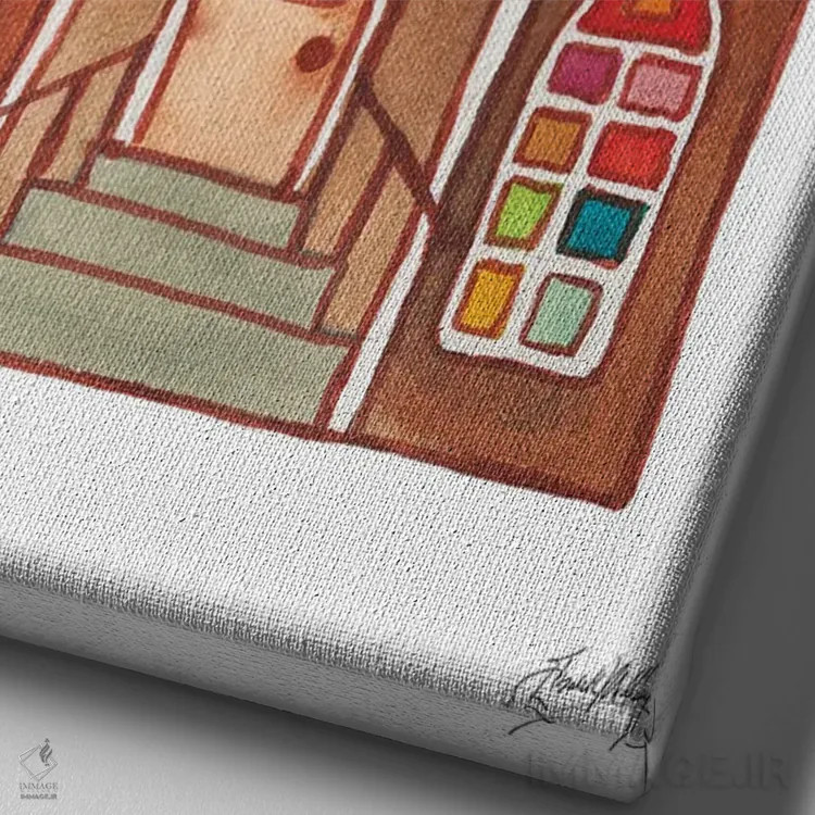 تابلو دکوراتیو خانه آب نبات و نان زنجبیلی ۲ اثر الیزابت مدلی - نمای نزدیک بافت بوم