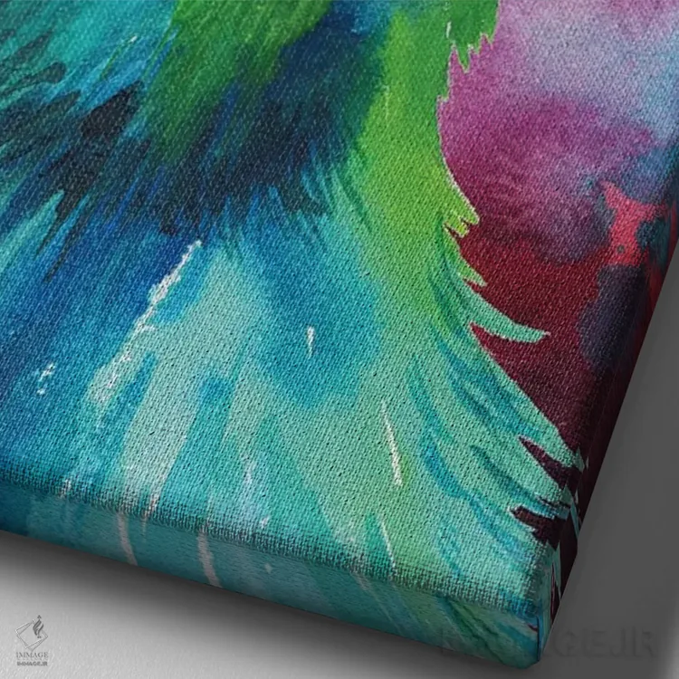 تابلو دکوراتیو طاووس های هم پر اثر الیزابت مدلی - نمای نزدیک بافت بوم