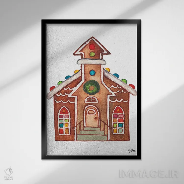 تابلو دکوراتیو خانه آب نبات و نان زنجبیلی ۲ اثر الیزابت مدلی - نمای قابدار مشکی