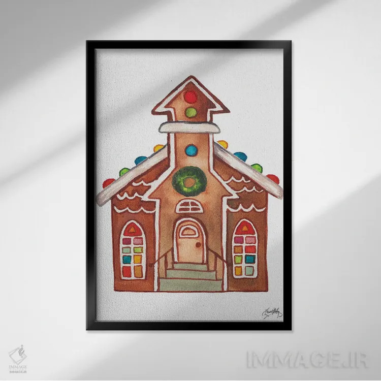 تابلو دکوراتیو خانه آب نبات و نان زنجبیلی ۲ اثر الیزابت مدلی - نمای قابدار مشکی