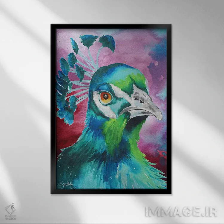 تابلو دکوراتیو طاووس های هم پر اثر الیزابت مدلی - نمای قابدار مشکی