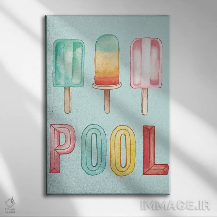 تابلو دکوراتیو بستنی یخی استخر اثر الیزابت مدلی - نمای روبهرو روی دیوار