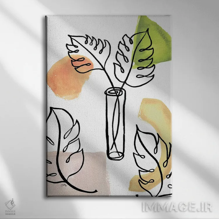 تابلو دکوراتیو خطوط نخل گرمسیری ۲ اثر الیزابت مدلی - نمای روبهرو روی دیوار