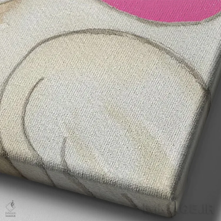 تابلو دکوراتیو قو شناور روی پس زمینه صورتی اثر الیزابت مدلی - نمای نزدیک بافت بوم