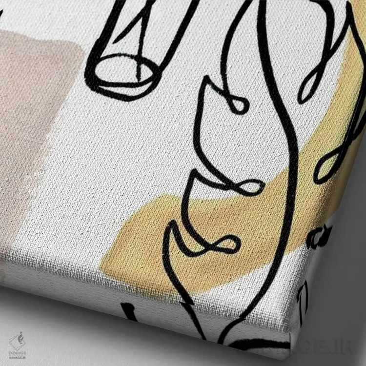 تابلو دکوراتیو خطوط نخل گرمسیری ۲ اثر الیزابت مدلی - نمای نزدیک بافت بوم