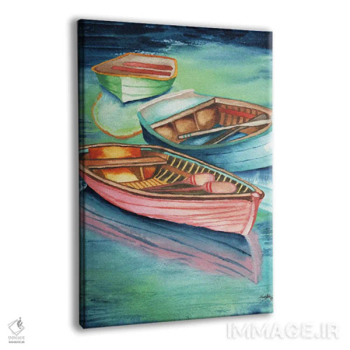 تابلو دکوراتیو قایق های پارویی پهلوگرفته ۲ اثر الیزابت مدلی - نمای پرسپکتیو محصول