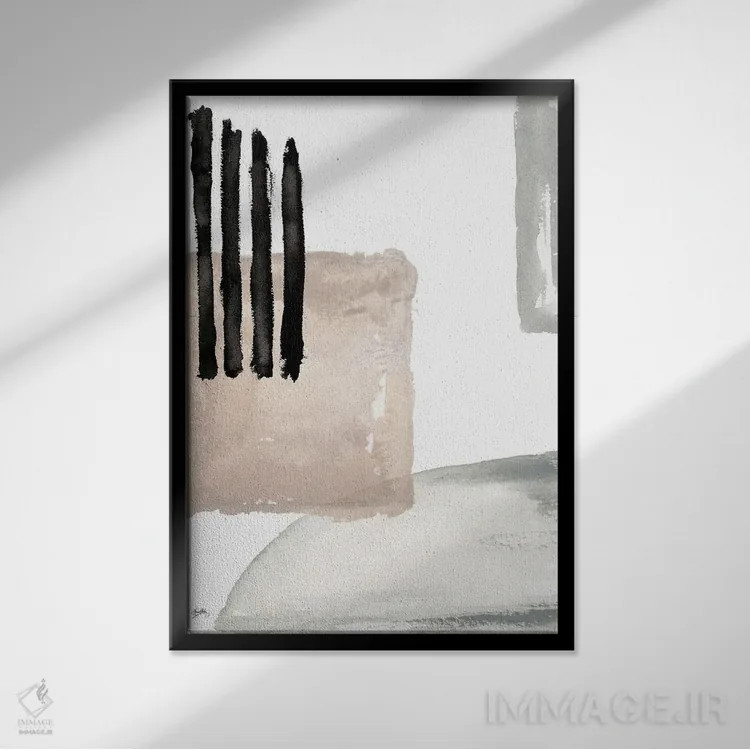 تابلو مینیمال جای دیگر ۳ اثر الیزابت مدلی - نمای قابدار مشکی