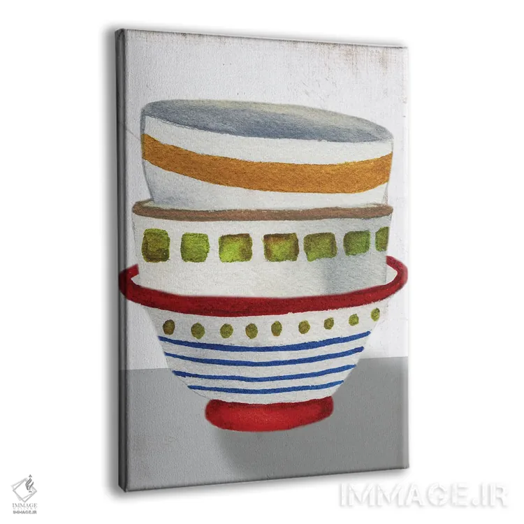 تابلو دکوراتیو کاسه های روی هم II اثر الیزابت مدلی - نمای پرسپکتیو محصول