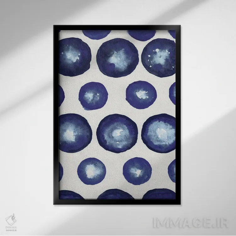 تابلو دکوراتیو نقطه های شیبوری اثر الیزابت مدلی - نمای قابدار مشکی