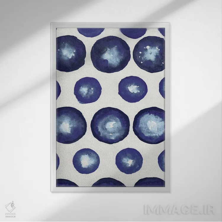 تابلو دکوراتیو نقطه های شیبوری اثر الیزابت مدلی - نمای قابدار سفید