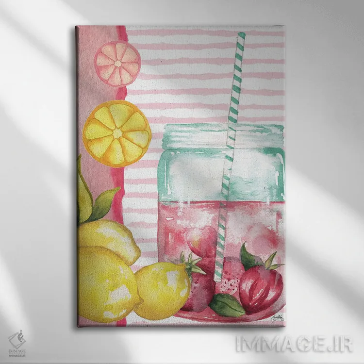 تابلو دکوراتیو نوشیدنی های خنک I اثر الیزابت مدلی - نمای روبهرو روی دیوار