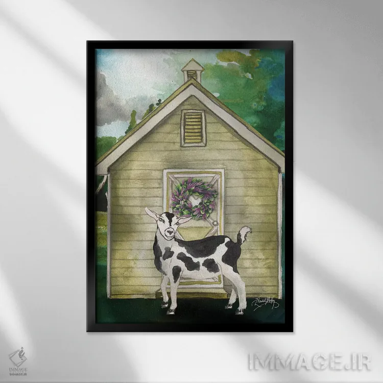 تابلو دکوراتیو آغل بز II اثر الیزابت مدلی - نمای قابدار مشکی