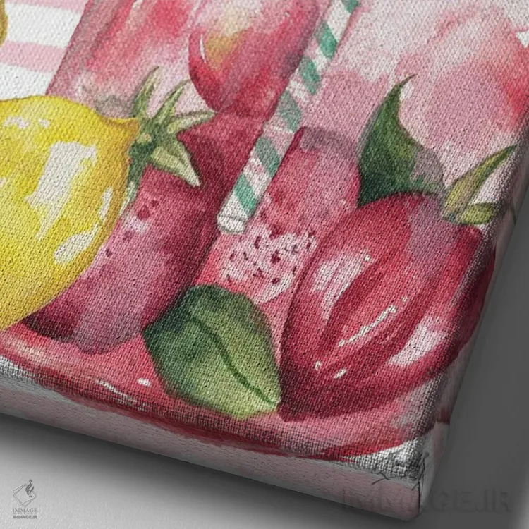 تابلو دکوراتیو نوشیدنی های خنک I اثر الیزابت مدلی - نمای نزدیک بافت بوم