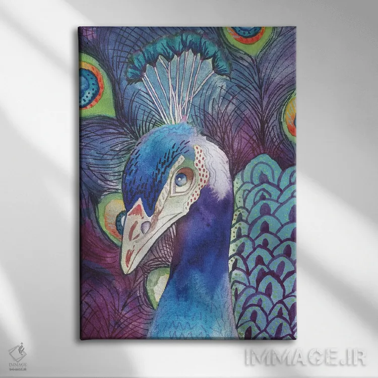 تابلو دکوراتیو طاووس پنهان اثر الیزابت مدلی - نمای روبهرو روی دیوار
