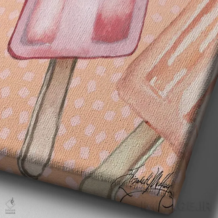 تابلو دکوراتیو بستنی یخی خنک اثر الیزابت مدلی - نمای نزدیک بافت بوم