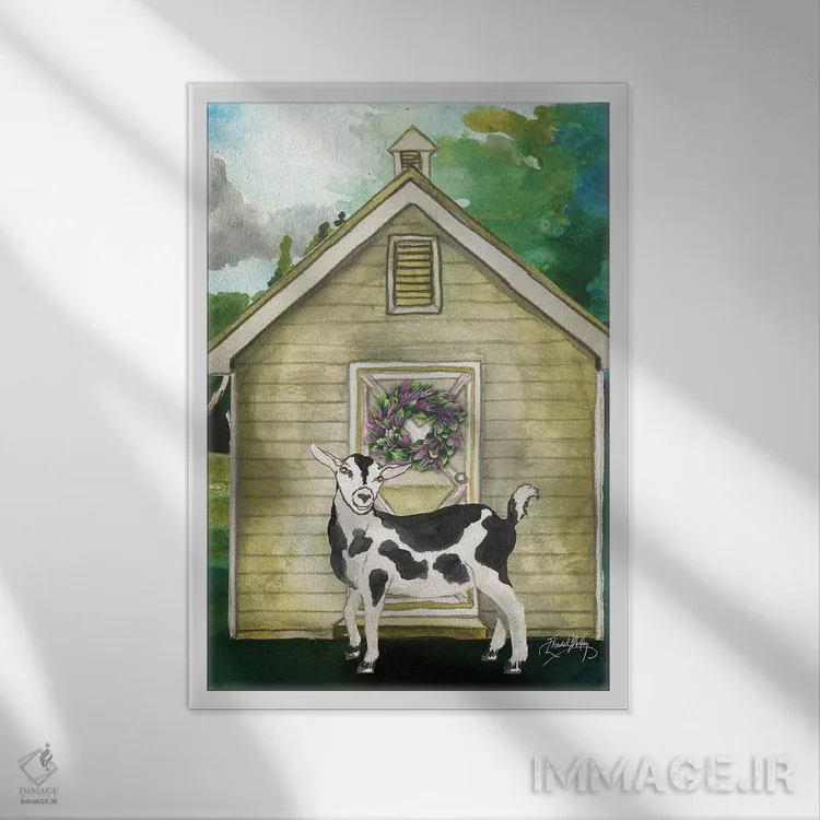 تابلو دکوراتیو آغل بز II اثر الیزابت مدلی - نمای قابدار سفید