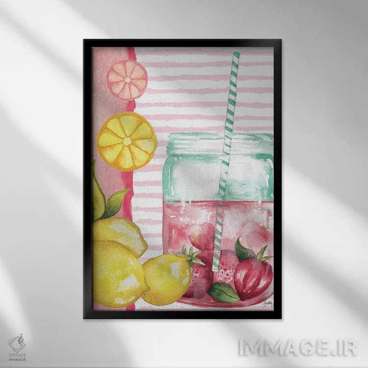 تابلو دکوراتیو نوشیدنی های خنک I اثر الیزابت مدلی - نمای قابدار مشکی