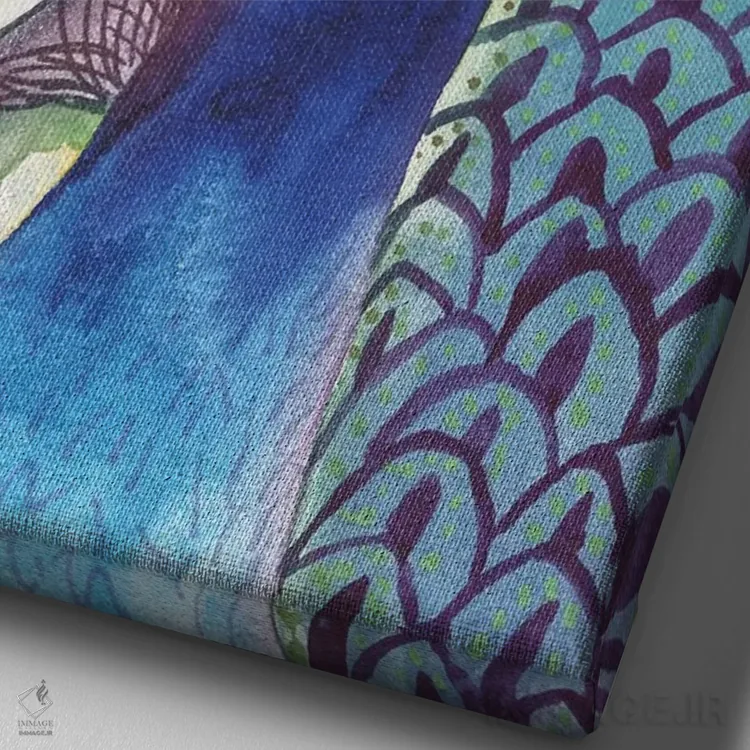 تابلو دکوراتیو طاووس پنهان اثر الیزابت مدلی - نمای نزدیک بافت بوم