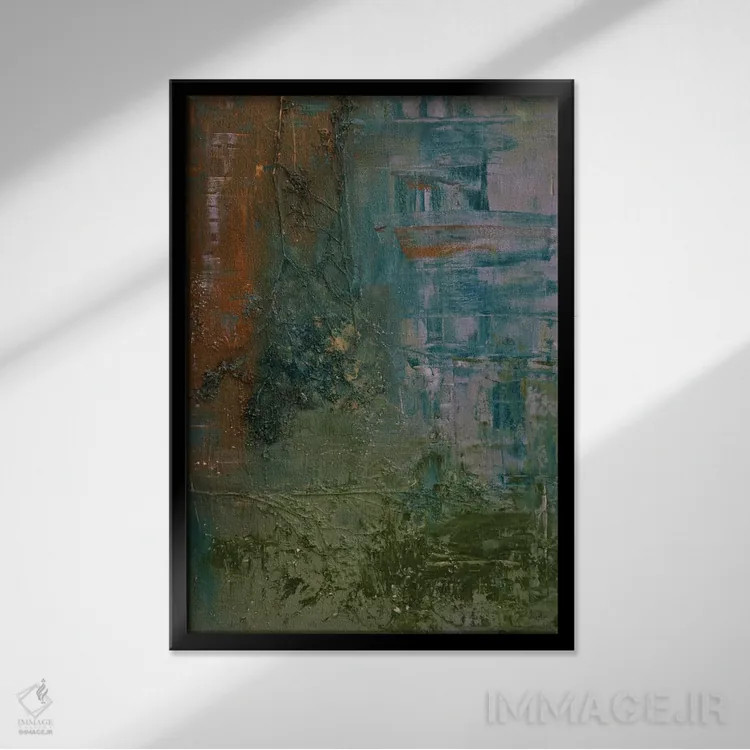 تابلو انتزاعی جنگل دریایی شماره یک اثر امیلی ماگون - نمای قابدار مشکی