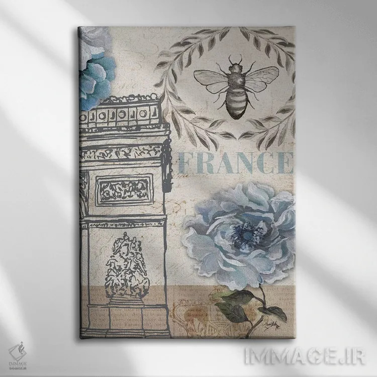 تابلو دکوراتیو زنبور پاریس دو اثر الیزابت مدلی - نمای روبهرو روی دیوار