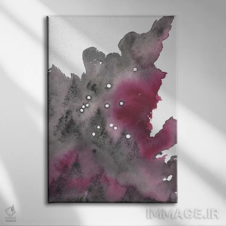 تابلو انتزاعی برج دلو اثر امیلی ماگون - نمای روبهرو روی دیوار