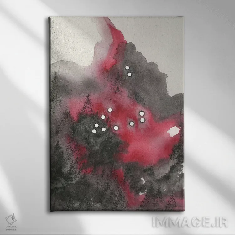 تابلو انتزاعی برج جدی اثر امیلی ماگون - نمای روبهرو روی دیوار