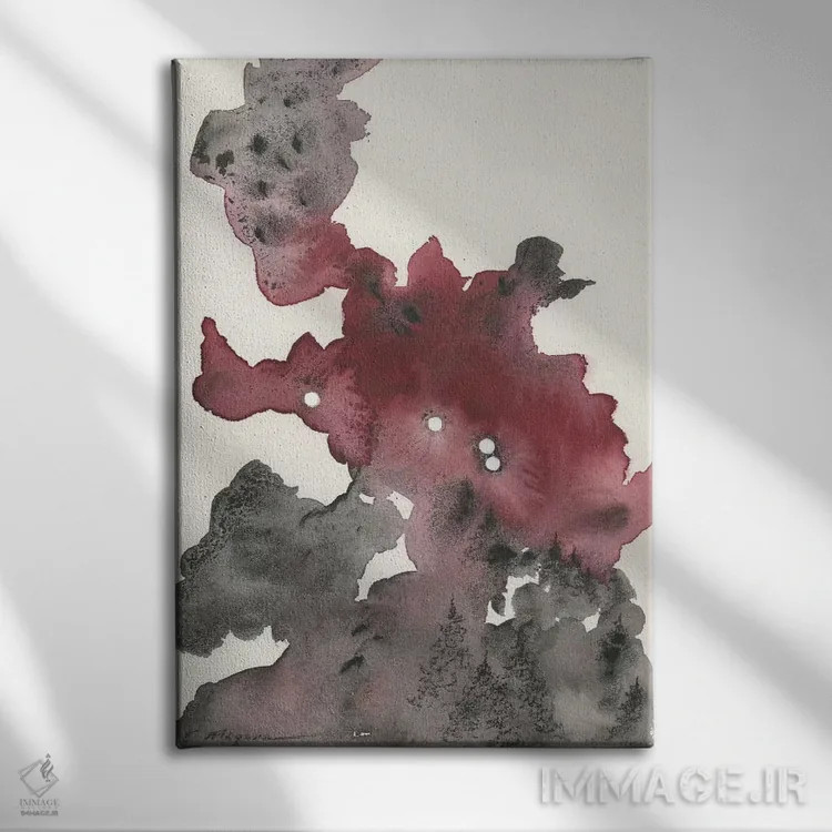 تابلو انتزاعی برج حمل اثر امیلی ماگون - نمای روبهرو روی دیوار